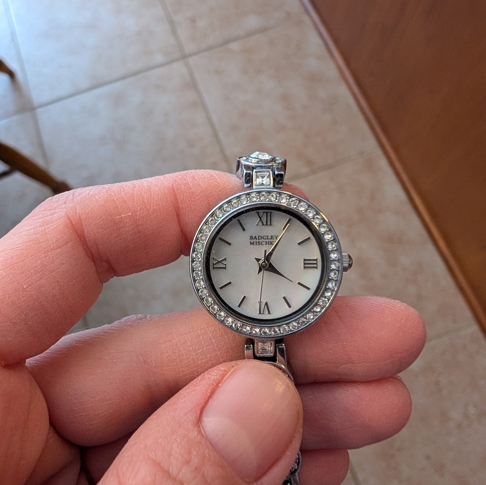 Badgley Mischka Silver Watch with Crystal Accents - Picture 3 of 4